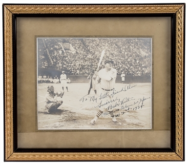 1934 Babe Ruth Signed & Inscribed Tour of Japan Photo In 16x14 Framed Display (Beckett GEM MINT 10)